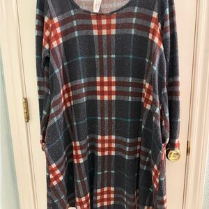 Cozy Plaid Crew Neck Sweater